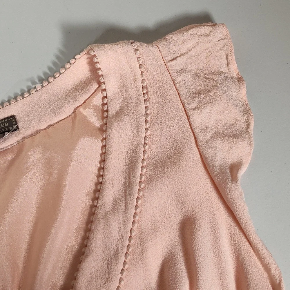 J. Crew Point Sur blush v-neck ruffle hem flutter‎ sleeve midi dress 10
